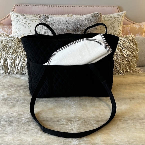VERA BRADLEY Iconic Microfiber Baby Diaper Bag Black Paisley Interior Tote - Picture 8 of 14